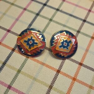 Vintage 80's Colorful Geometric Earrings